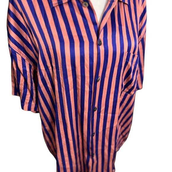 Stussy Striped Silk Shirt  pink and blue button down large - Picture 2 of 15